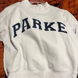 parke sweatshirt white/ denim size l/xl $230